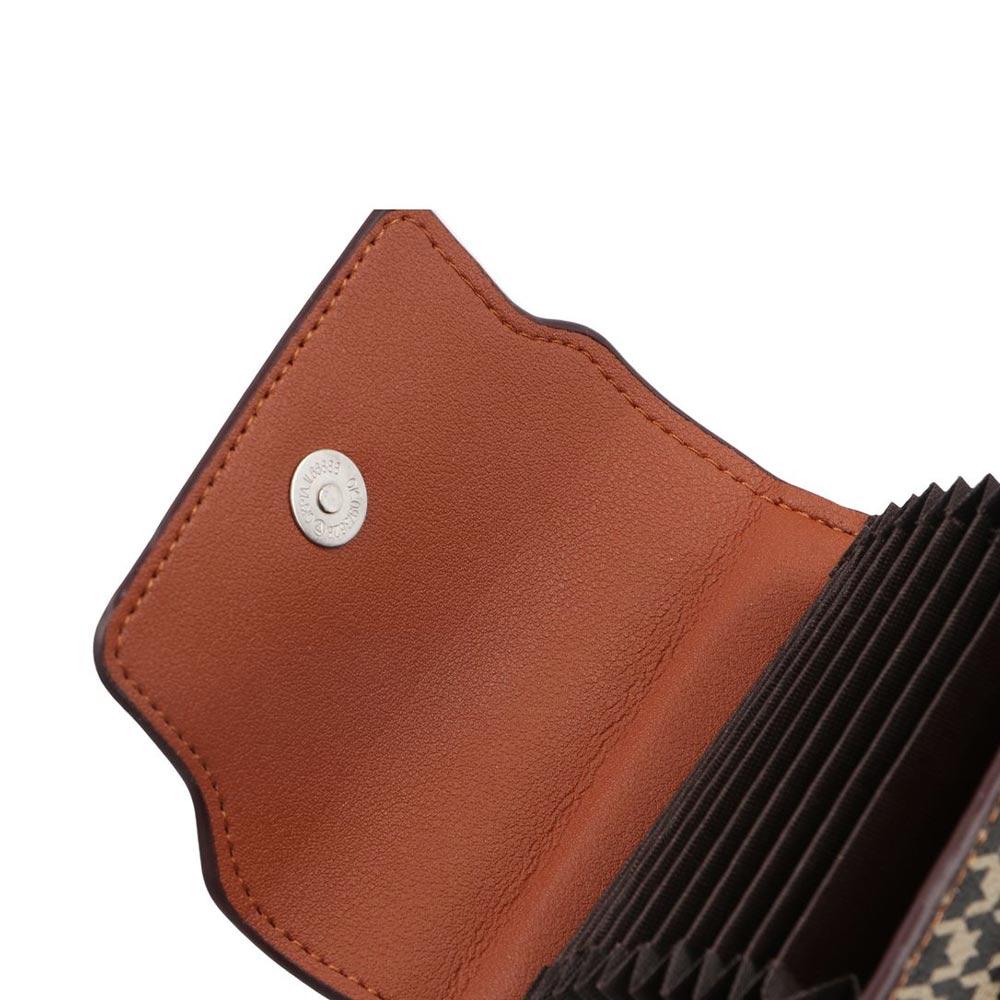 PU leather Houndstooth Card Bag Card Pocket Short Wallet Mini Card Holders Clutch Female