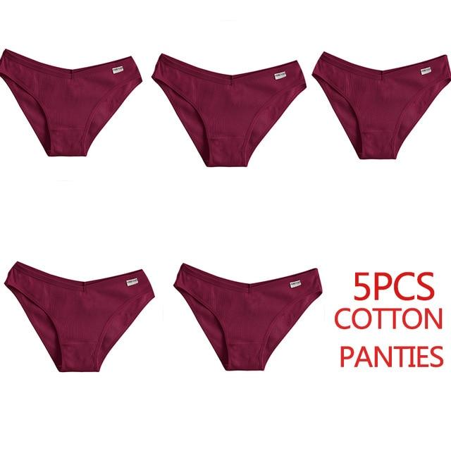 FINETOO 5 шт./компл., женские хлопковые трусики, женское нижнее белье, однотонные трусы, сексуальное женское белье, трусики для женщин, трусы, нижнее белье