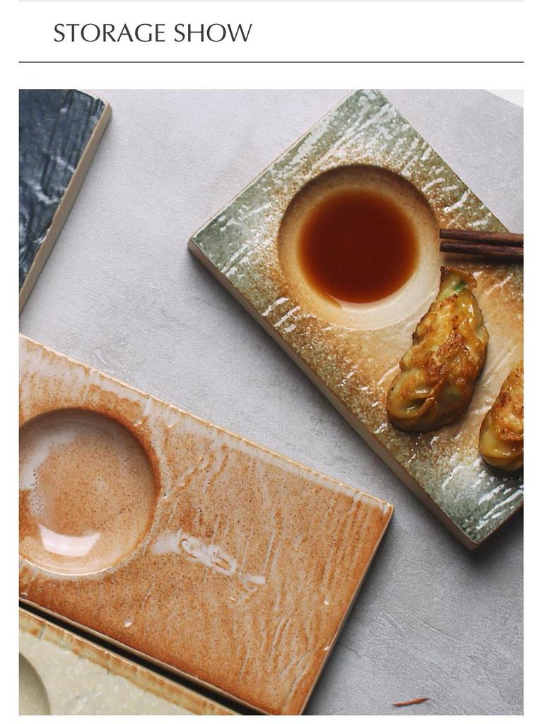 Японская минималистичная керамическая тарелка для суши и пельменей - Изысканный подглазурный дизайн