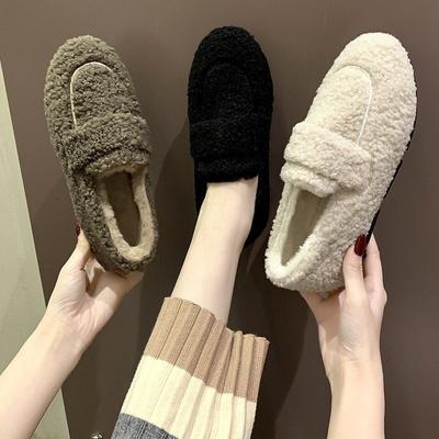 Осенне-зимние новые женские туфли Bean Shoes из плюша и хлопка с толстой подошвой