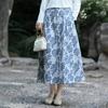 Женские винтажные жаккардовые юбки на пуговицах, с цветочным принтом, осенние, с карманами, в китайском стиле, А-силуэта