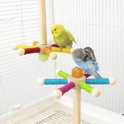 Интерактивные игрушки для птиц Деревянная вращающаяся подставка Вращающаяся игрушка для птиц для маленьких и средних животных Отдых Расход энергии Снятие скуки Поощрение