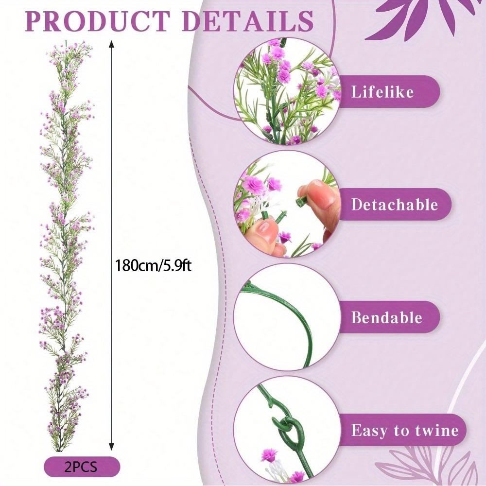 2 шт. Искусственная гирлянда из цветов Baby Breath, 1,8 м, искусственная подвесная гирлянда из гипсофилы для свадебной вечеринки, домашний декор, настенный фон