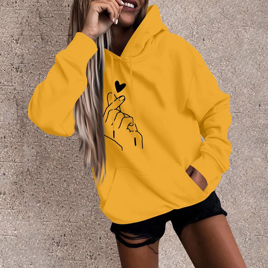 Women's Fashion Casual Fun Print Hooded Sweatshirt Loose Sports Tops Pullover