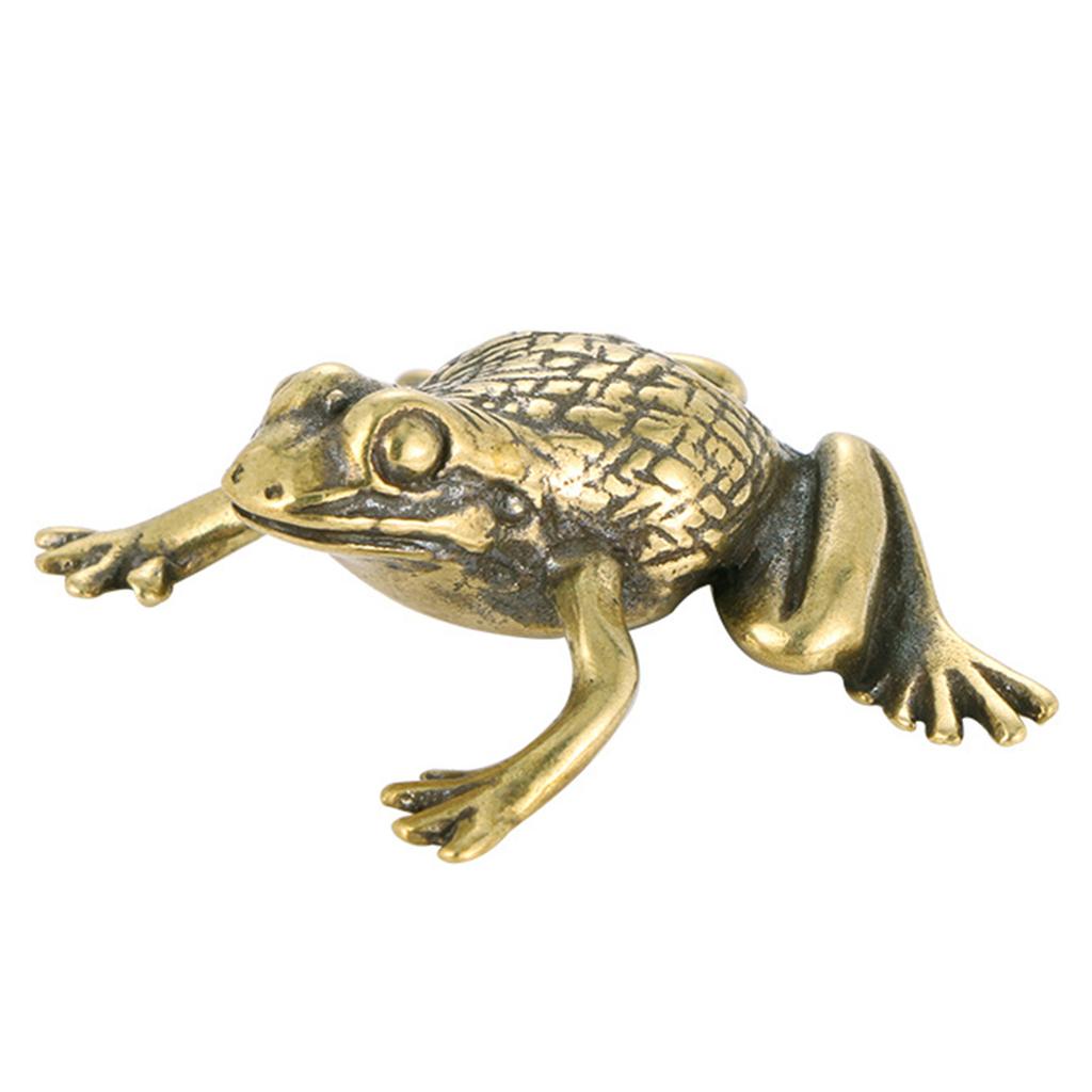 Brass Frog Shelf Decors Accent Animal Figurines Tabletop Centerpieces Home Decorations Retro Frog Decorative Objects