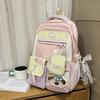 Sweet Blocked Color Letter Patter Student Backpack With Compartment Transparent