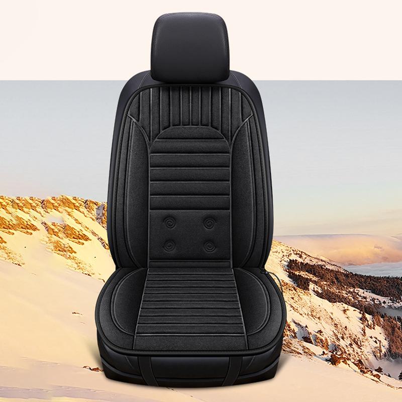 12V Heated Car Seat Cushion Winter Plush Warm Non-slip Breathable Universal Car Front Seat Heater Electric Heating Pads Set