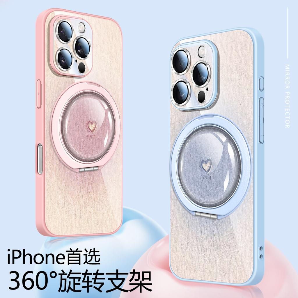 Применимо к чехлу для мобильного телефона iPhone16promax с вращающейся подставкой Apple 15pro полноразмерный 14 со своей защитной пленкой для объектива