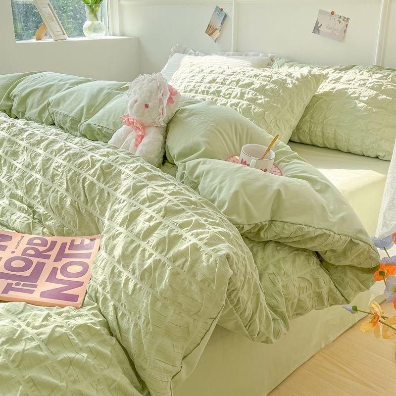 Комплекты постельного белья из хлопчатобумажного хлопка, однотонные пододеяльники из хлопка и микрофибры, плоские простыни, наволочки, мягкое постельное белье для девочек