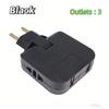 EU Plug 180 Degree Rotatable Multi Outlet Extension Socket, Cordless Portable Plug Adaptor