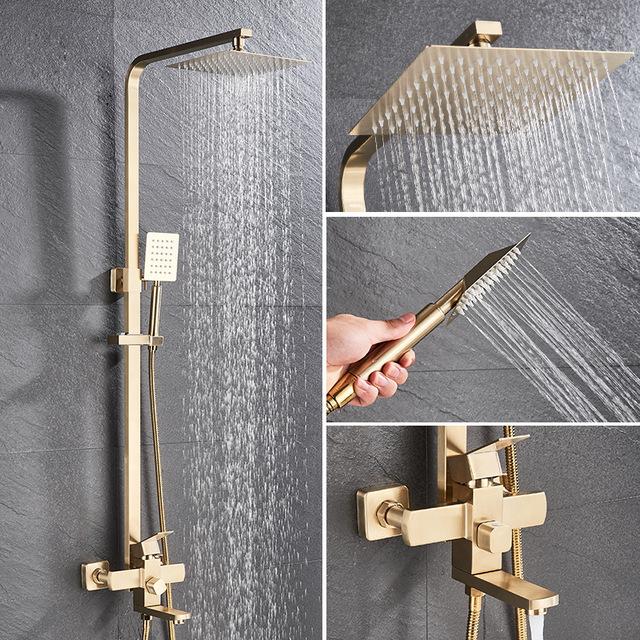 Матово-черный смеситель для душа для ванной комнаты, настенный, 8-дюймовый, душевой гарнитур, квадратный, с дождевой лейкой для горячей и холодной воды