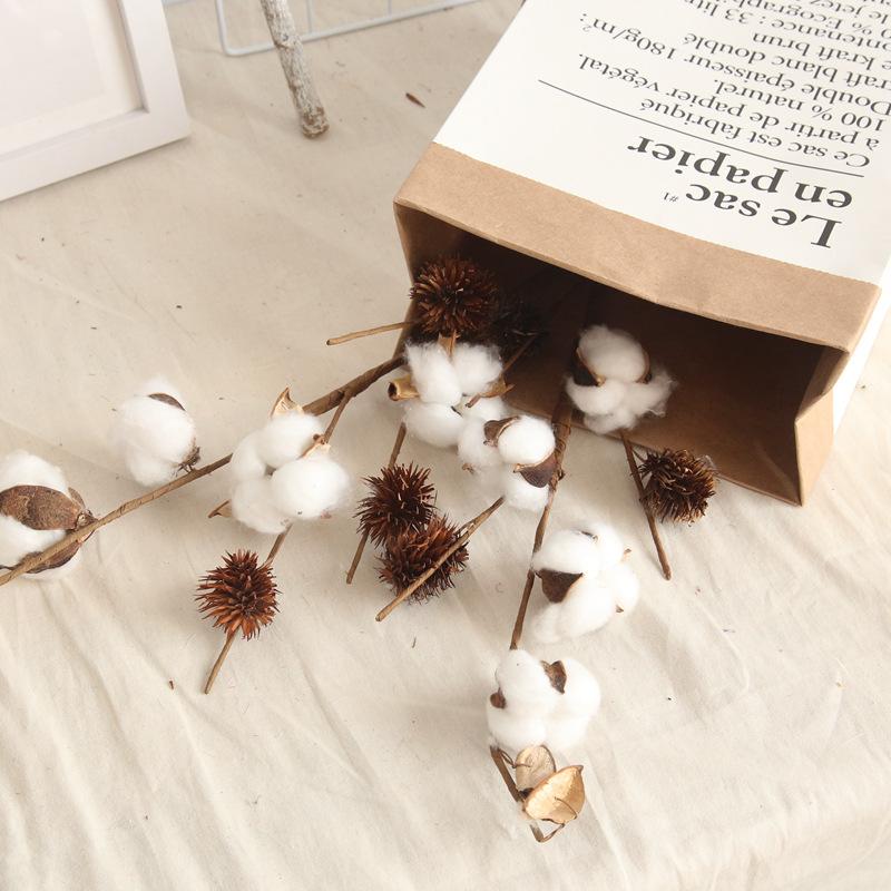 Cotton Dried Naturally Artificial Flowers Plants Floral Branch For Wedding Party Decoration Fake Flowers Home Artificial Decor