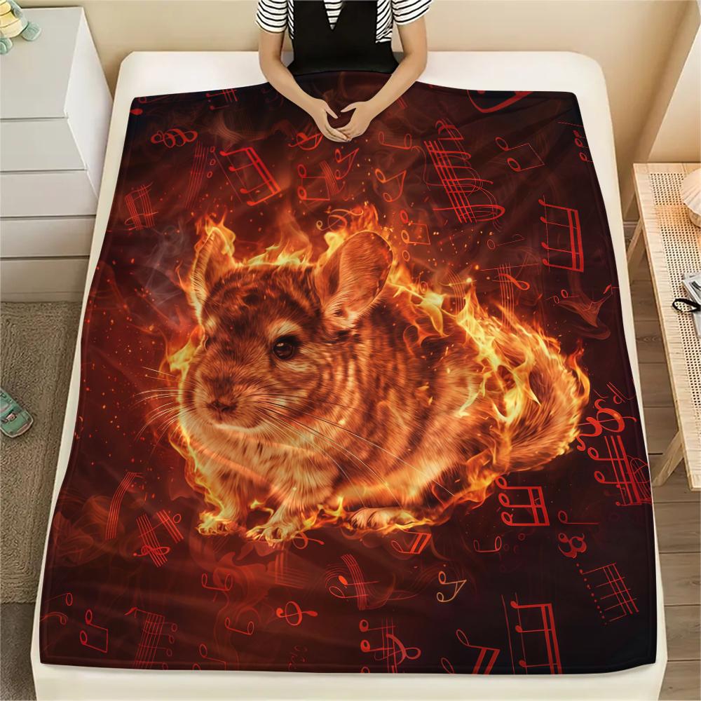 Golden Light Small Animals Print Flannel Blanket,High quality Comfortable for All Seasons,Home Decor,Warmth and Comfort,Perfect for Christmas Gifts