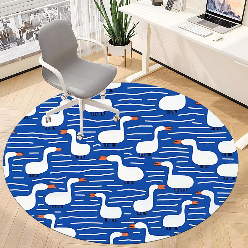 1pc Geese Pattern Office Round Area Rug,  Mat Suitable For Office, Under Office Chairs Bedroom Living Room Home Decor, Room Deco