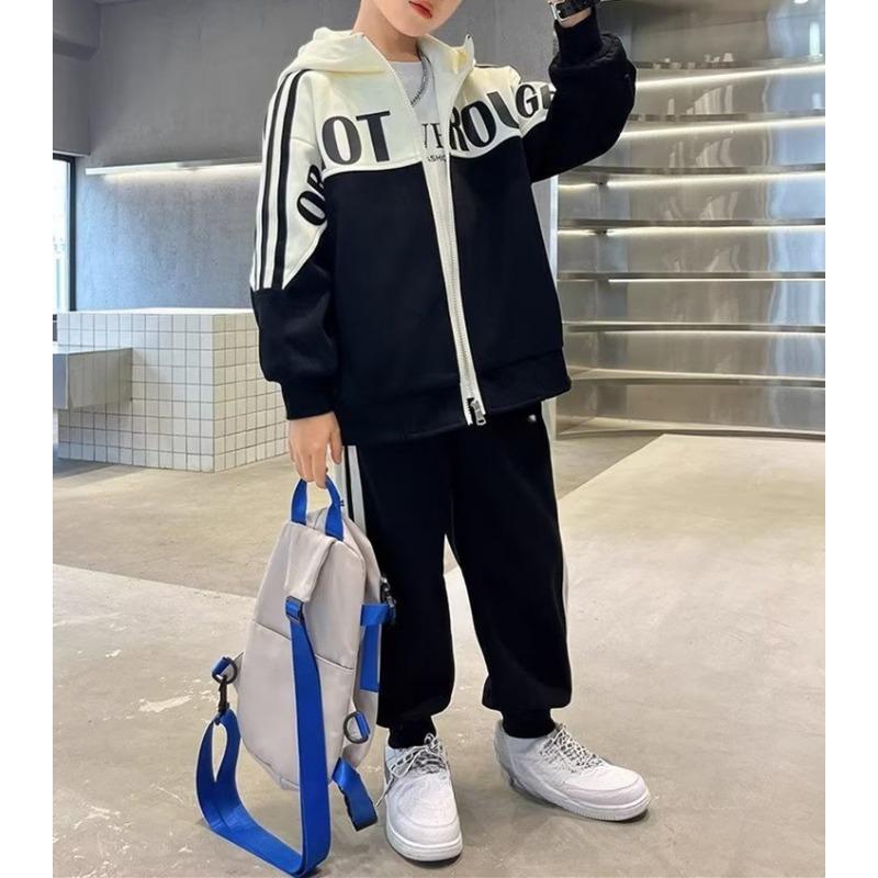 Крутой весенне-осенний наряд для мальчиков, детская одежда, костюм, модный веб-красный, популярный стиль для мальчиков в социальных сетях