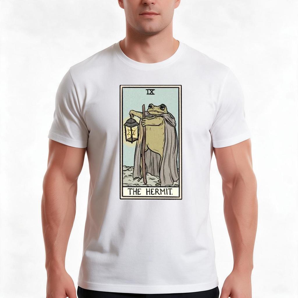 The Hermit Toad Tarot TShirt Summer Casual Cotton Tee Oversized Streetwear Tops Vintage Graphic Print Unisex Unisex Unisex