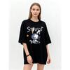 Oversized T-Shirt Black Stupidace Rabbit Graphic Print Casual Streetwear Fashion Top for Women and Men Unisex Loose Fit Everyday Wear Party Outfit