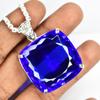 120 Ct Blue Topaz 925 Starling Silver Pendant Natural Square Cut CERTIFIED Gems MY.PD-64-NS