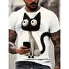 Funny Men's T Shirt Aniaml Cat Print Summer Casual Short Sleeve Tee Street Fashion Crew Neck Pullover Male Oversized Clothing
