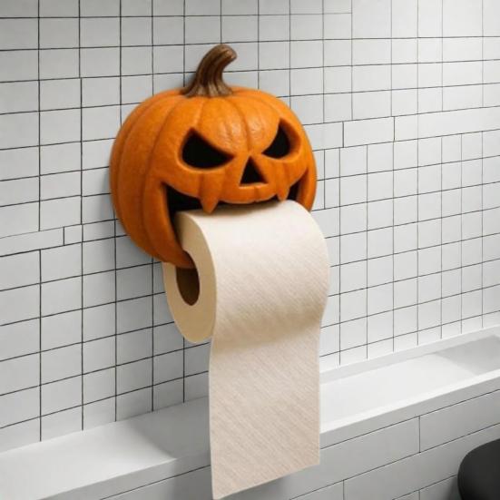Halloween Pumpkin Napkin Holder Toilet Paper Organizer Spooky Bathroom Decor Stand Party Home Decoration