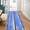Distressed Blue Wood Plank Runner Rug, Weathered Peeling Paint Long Hallway Mat Non Slip Washable Entryway Floor Carpet