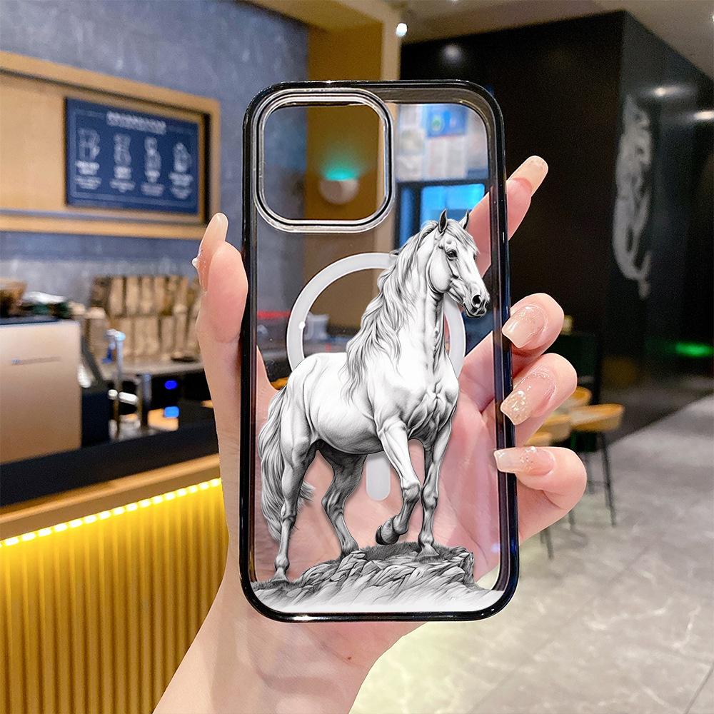 Ozon популярный арт-скетч белый конь чехол для мобильного телефона iPhone12 продвинутое магнитное притяжение прозрачный apple 17promax