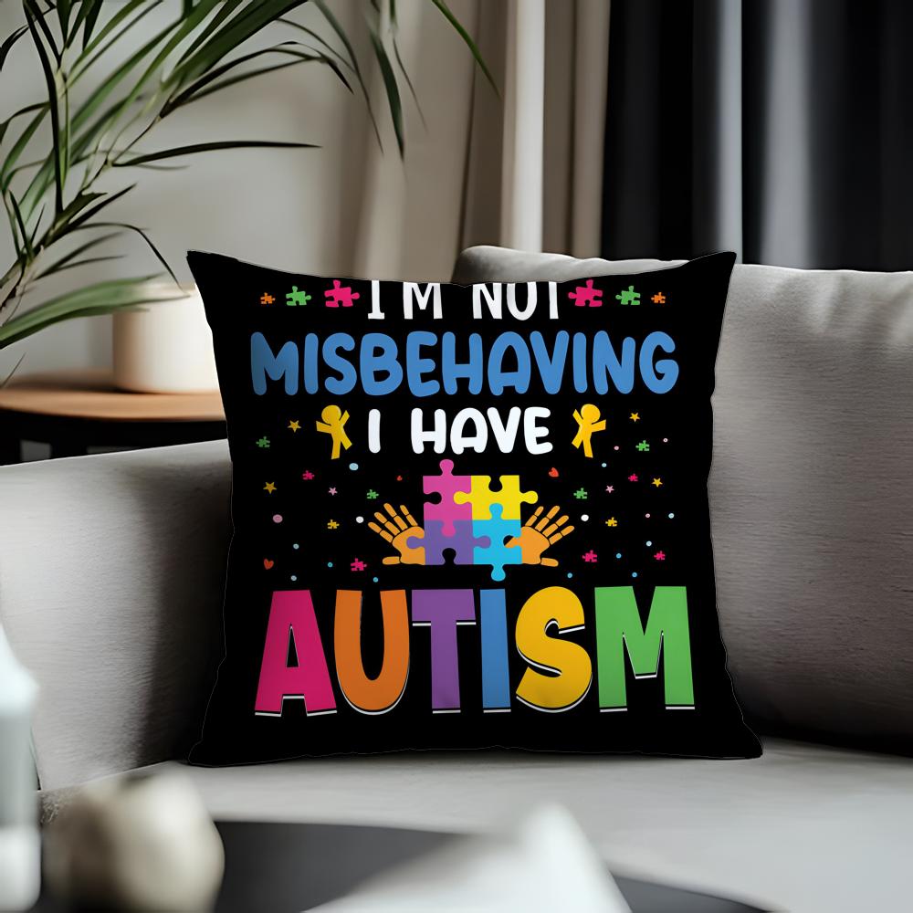 Trending AAutism Support Puzzleable Cushion Cover Antidustmite Pillowcase Invisible Zipper Silky Short Plush Sofa Cushion Cover