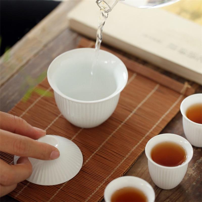 Современная нефритовая глина Shadow Green Kung Fu Gaiwan керамическая чашка для чая с крышкой белая фарфоровая офисная чашка для напитков