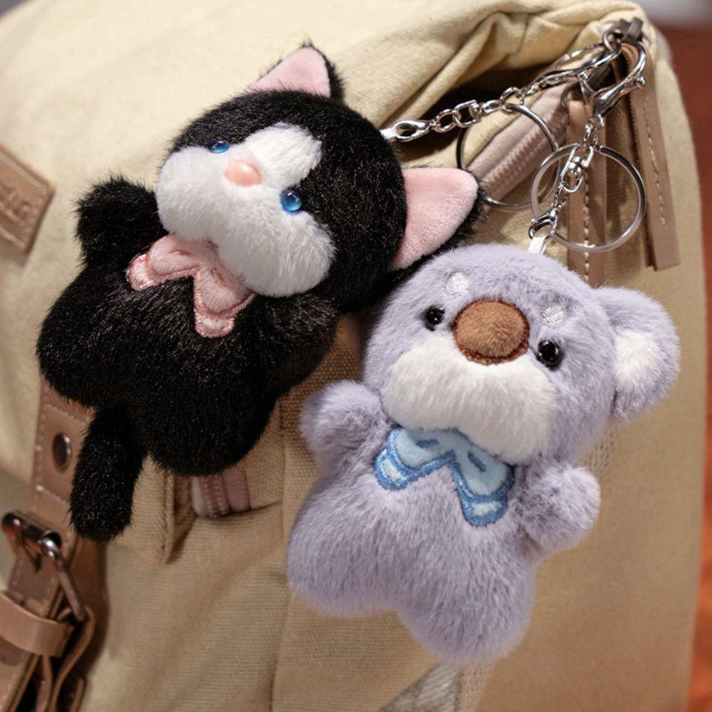 Stuffed Cartoon Animal Keychain Soft Cat Plush Keyring Plush Koala Bag Pendant  Kids Gifts