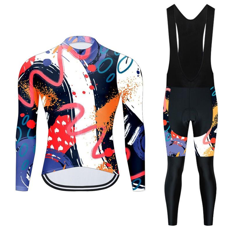 Men Women Cycling Long Sleeve Jersey Set Breathable Quick Dry Performance Wear Road Mountain Bike Riding