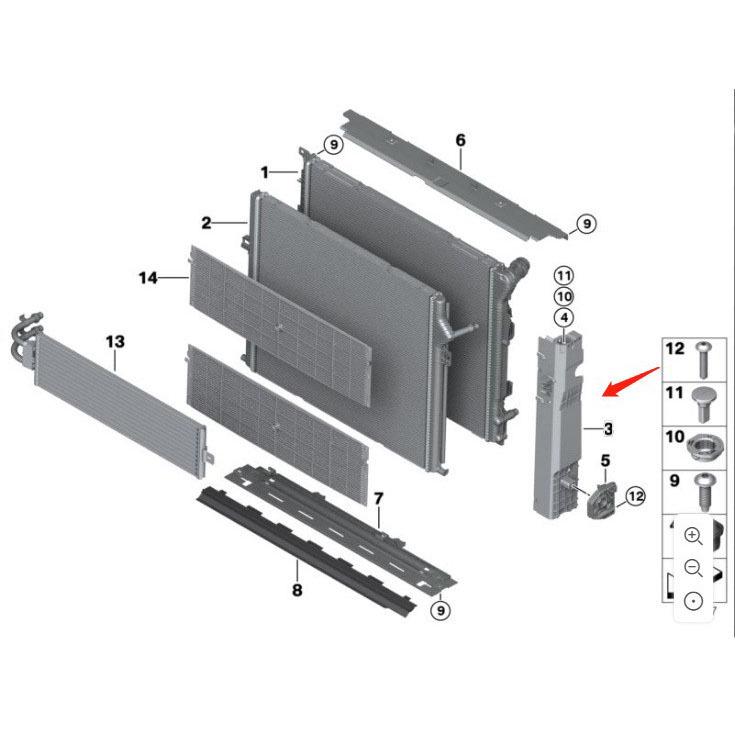 17119487032/17119487033: Совместимая опора радиатора BMW 3 серии F30LCI