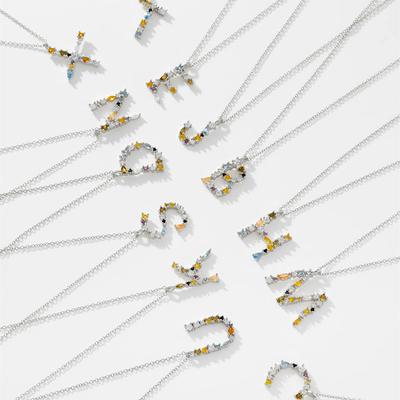 Серебро 925 пробы Золотой кулон с буквой M Инициал F Алфавит Ожерелье Монограмма Опалы 2020 Женские аксессуары Ювелирные изделия