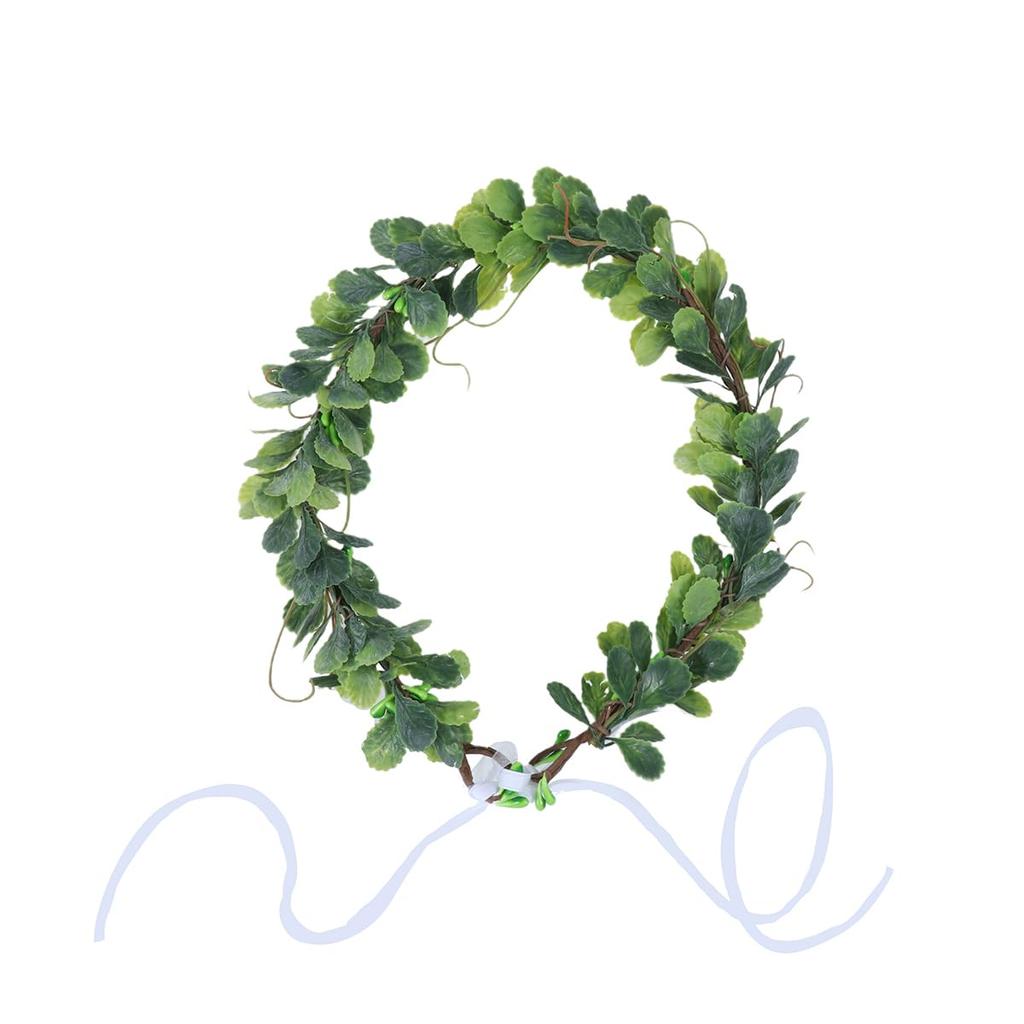 Frcolor Flower Crown, Hairband, Headpiece, Green Leaf, Flower Crown, Hair Ornament, Halloween, Christmas, Party, Wedding, Entrance Ceremony,