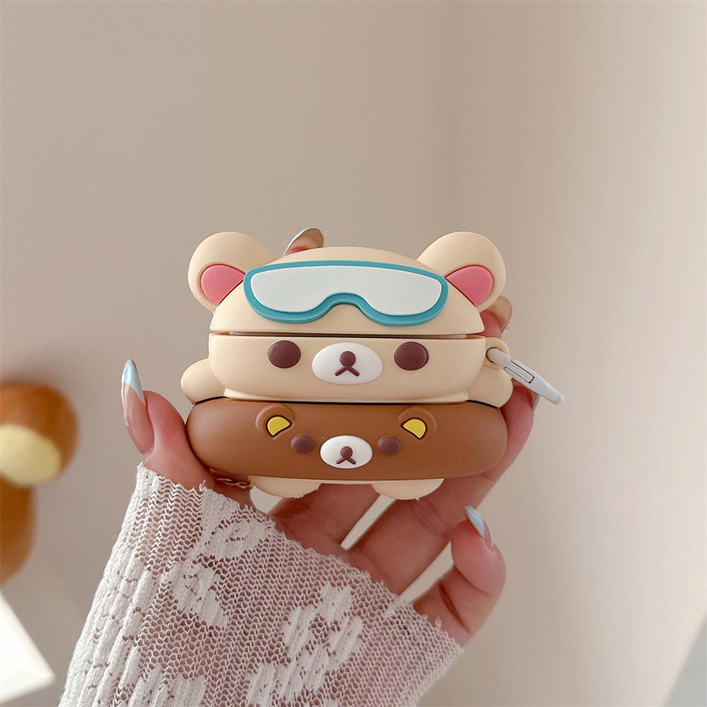 Cute swimming ring bear for AirPods pro1 generation protective case 1 generation pro1 generation apple bluetooth headset case