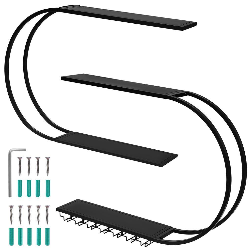 3/4Tier Bar Shelves Wine Fridge Cabinet Liquor Living Room Canteen Wall Furniture Storage Cabinets White Counter Beverage Cellar