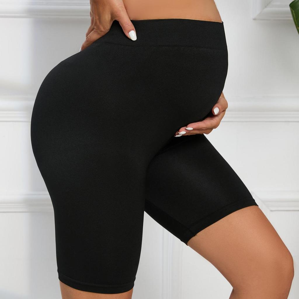 Summer 2023 High-Waist Maternity Yoga Shorts with Belly Support for Women