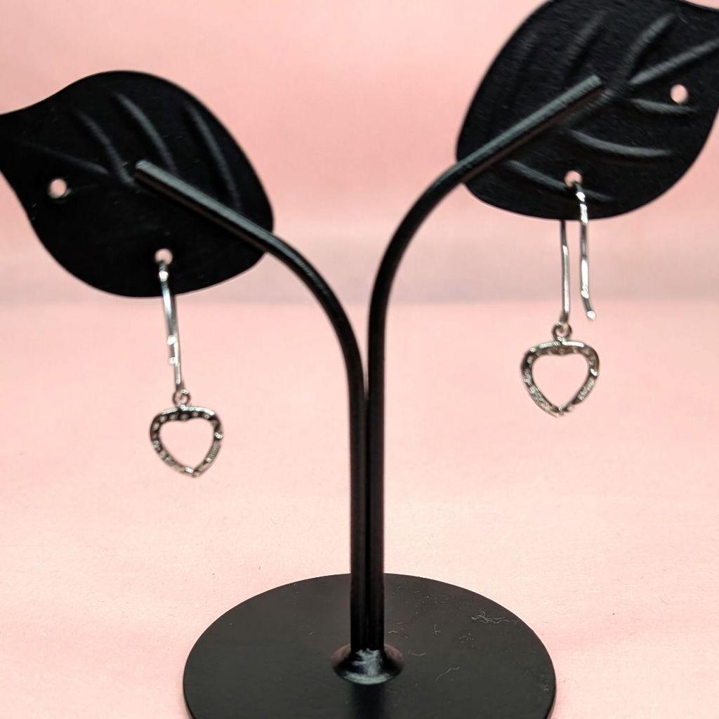 Used New K18WG diamond 0.10ct heart earrings