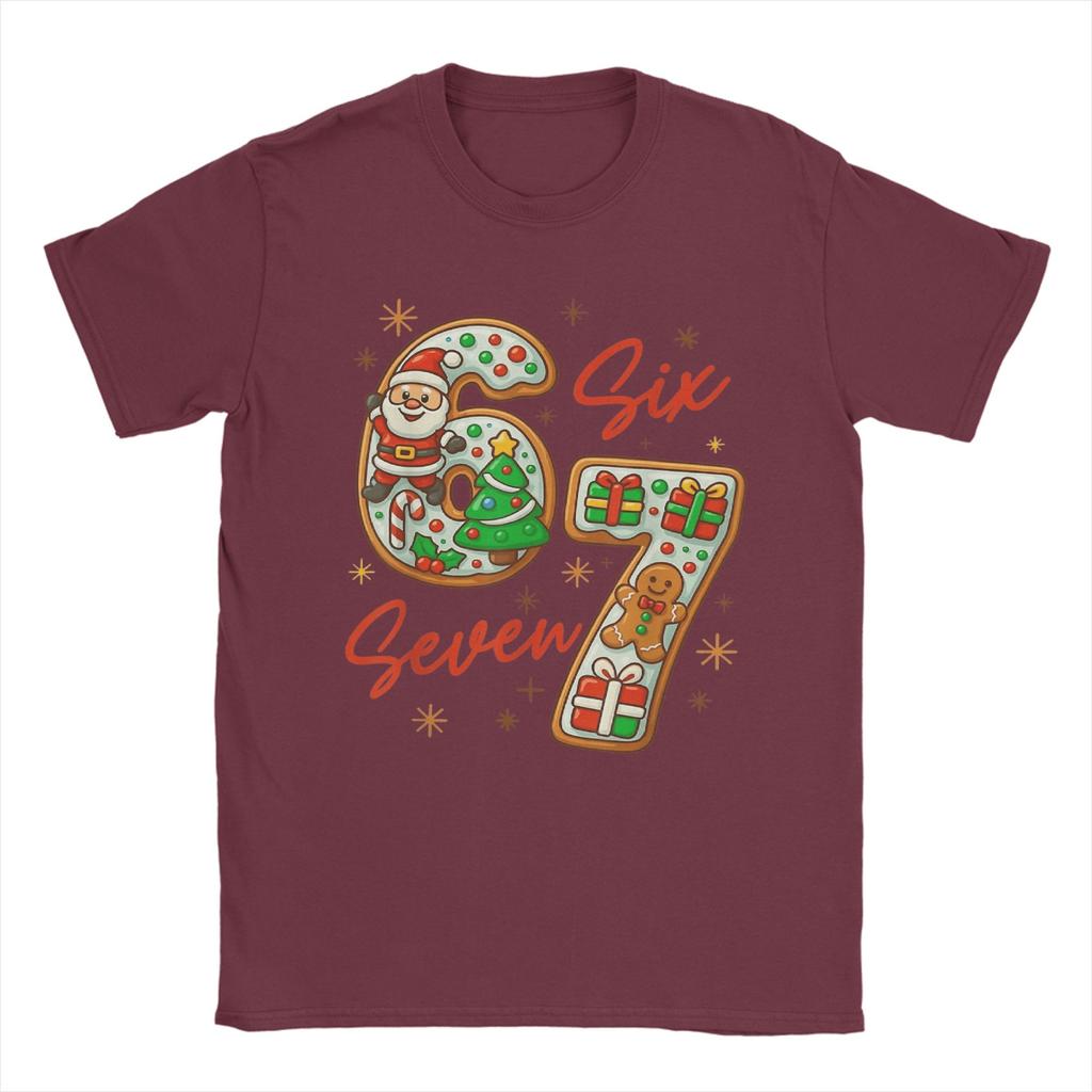 Mens 67 Christmas Trending Meme Saying 6 7 Meme Costume Xmas T Shirts Cotton Tops Vintage Short Sleeve Round Collar Tee Shirt