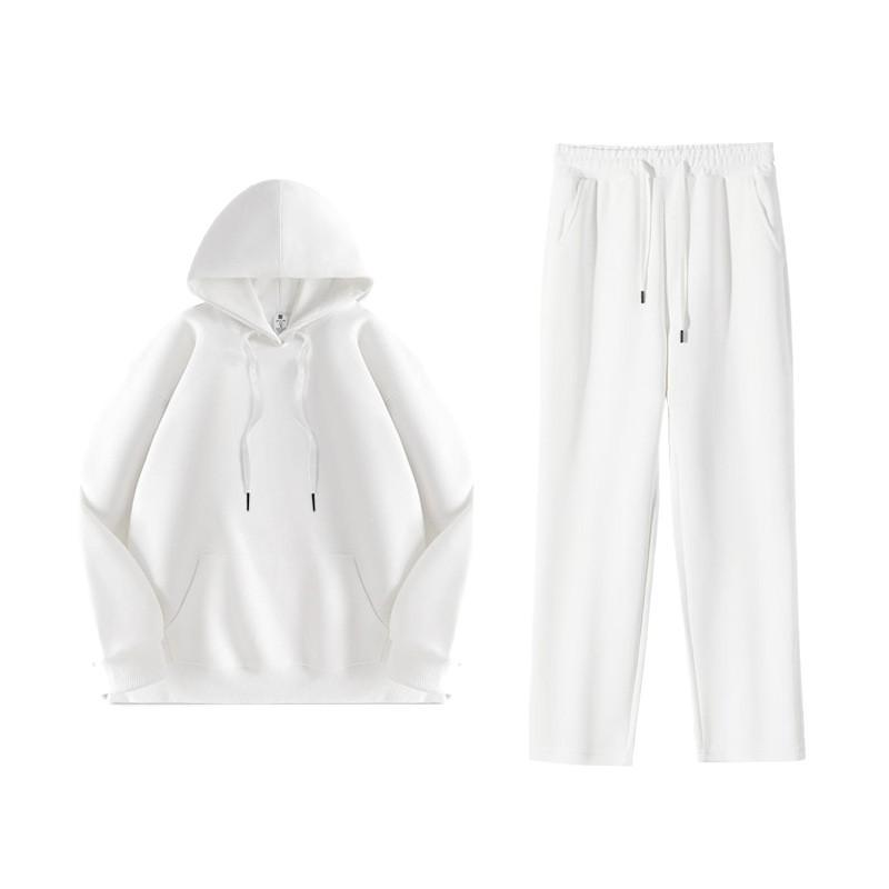 2025 Women's Autumn/Winter Hooded Sweatshirt & Flat Hem Sweatpants Set - Trendy American Brand Loose Fit, 300g Weight.