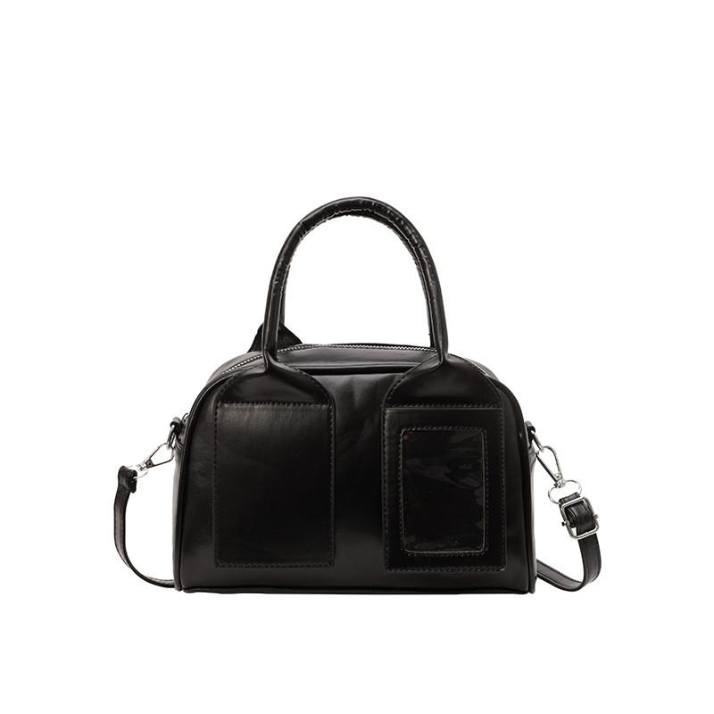 Pu Boston Bag For Women Small Crossbody Street Style With Zipper Closure