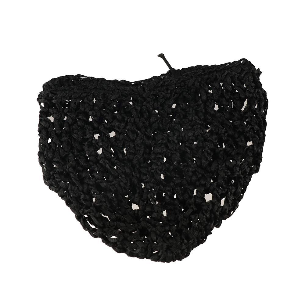 Adjustable Strap Mesh Hair Net Turban Hat Crochet Hair Snood Fashion Black Wig Caps Women