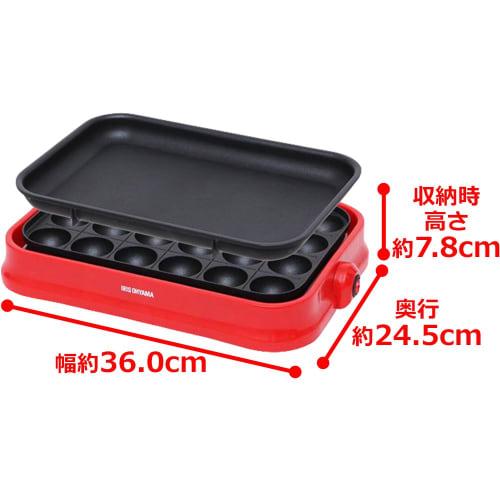 Iris Ohyama Takoyaki Maker Detachable 2WAY (Takoyaki Plate 24 Holes Flat Plate) Red PHP-24W-R