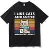 Funny Cat Coffee Graphic T Shirt I Like Cat and Coffee Oversized Unisex Women Short Sleeve Summer Streetwear Cotton Casual T-shirt