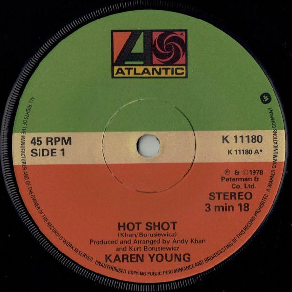 7-дюймовая пластинка KAREN YOUNG Hot Shot K11180 Atlantic 1978 UK SoulFunk Б/у