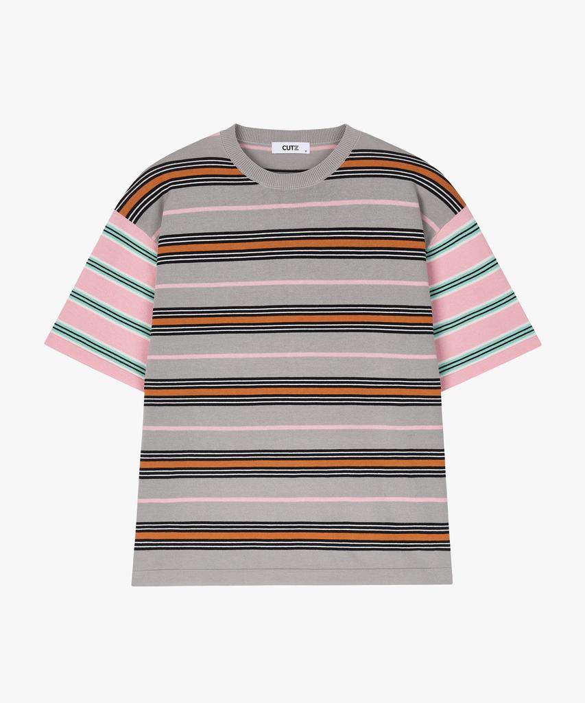 CUTZ Multi-Stripe Short Sleeve Knit (Blue)
