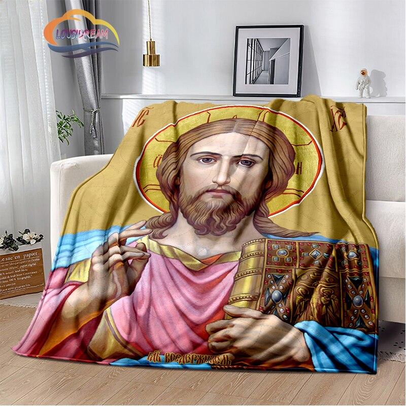 Религиозное кашемировое одеяло с изображением Иисуса, 3D-принт, покрывало с изображением Христа, фланелевое одеяло, серия Девы Марии-Иисуса, удобное домашнее одеяло