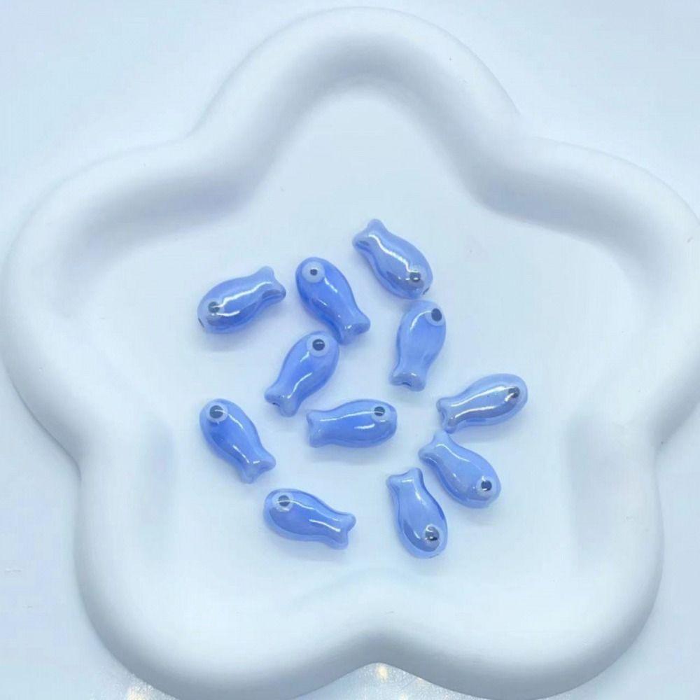 10Pcs Cartoon Design Small Fish Beads Ceramic Jewelry Making Material  Gift