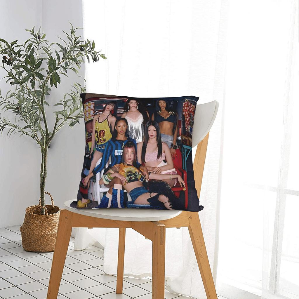 Katseye Kpop Style Square Pillow Case Polyester Throw Pillow Korean Style Novelty Cushion Covers