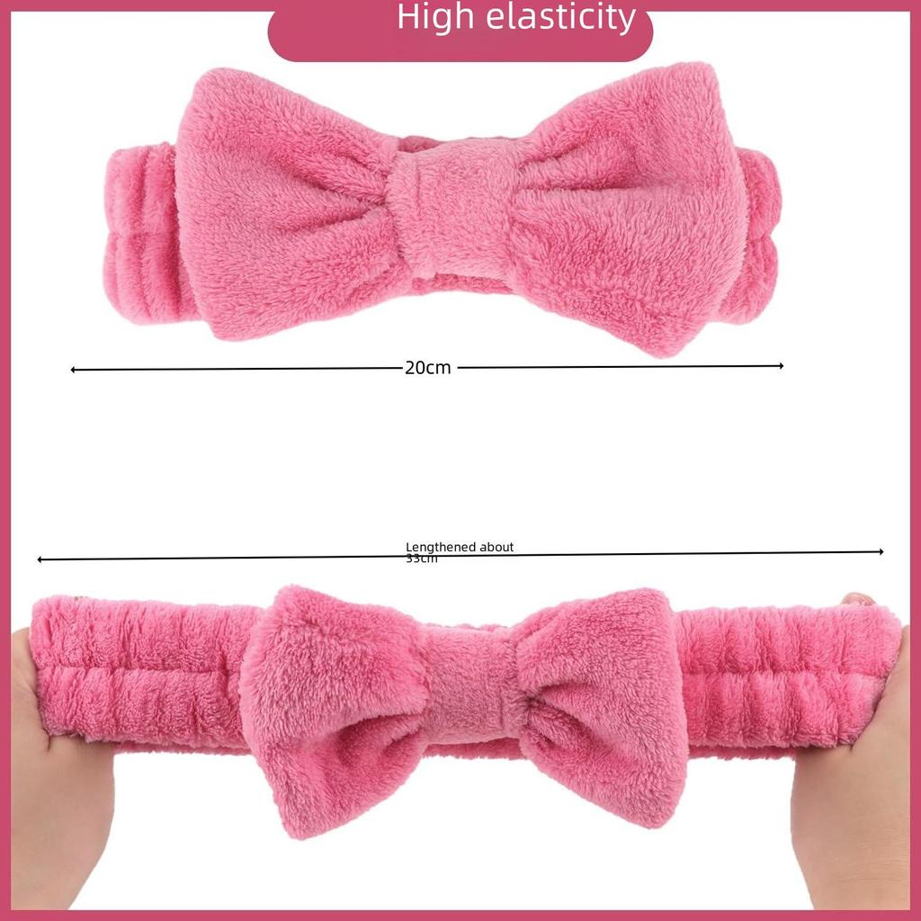 European & American Bow Flannel Hair Band - Wide Edge, Women's Face Wash Headband