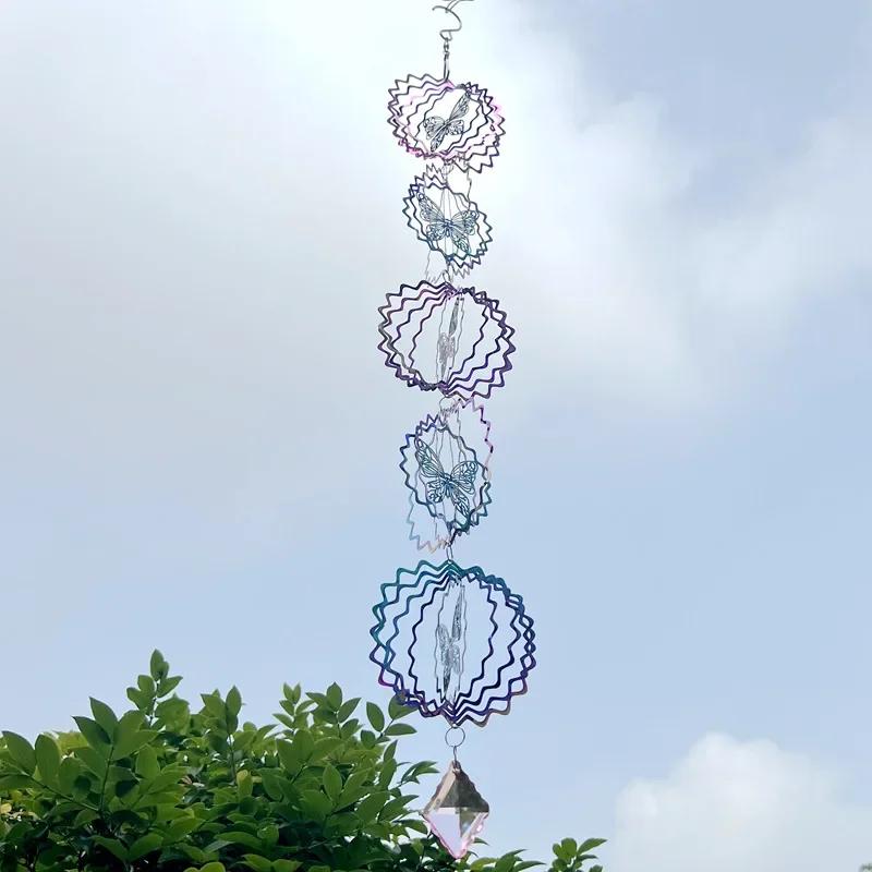 Ветер Spinner Мандала Орнамент 3D Серебряный Металлический Геометрический Узор Подвесные Колокольчики Spinners Кинетический Уличный Сад Двор Внутренний Декор